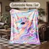Einhorn-Thema Decke mit individuellem Namen und Text Personalisierte Decke Weiche Gemütliche Decke für Zuhause Sofa Bett