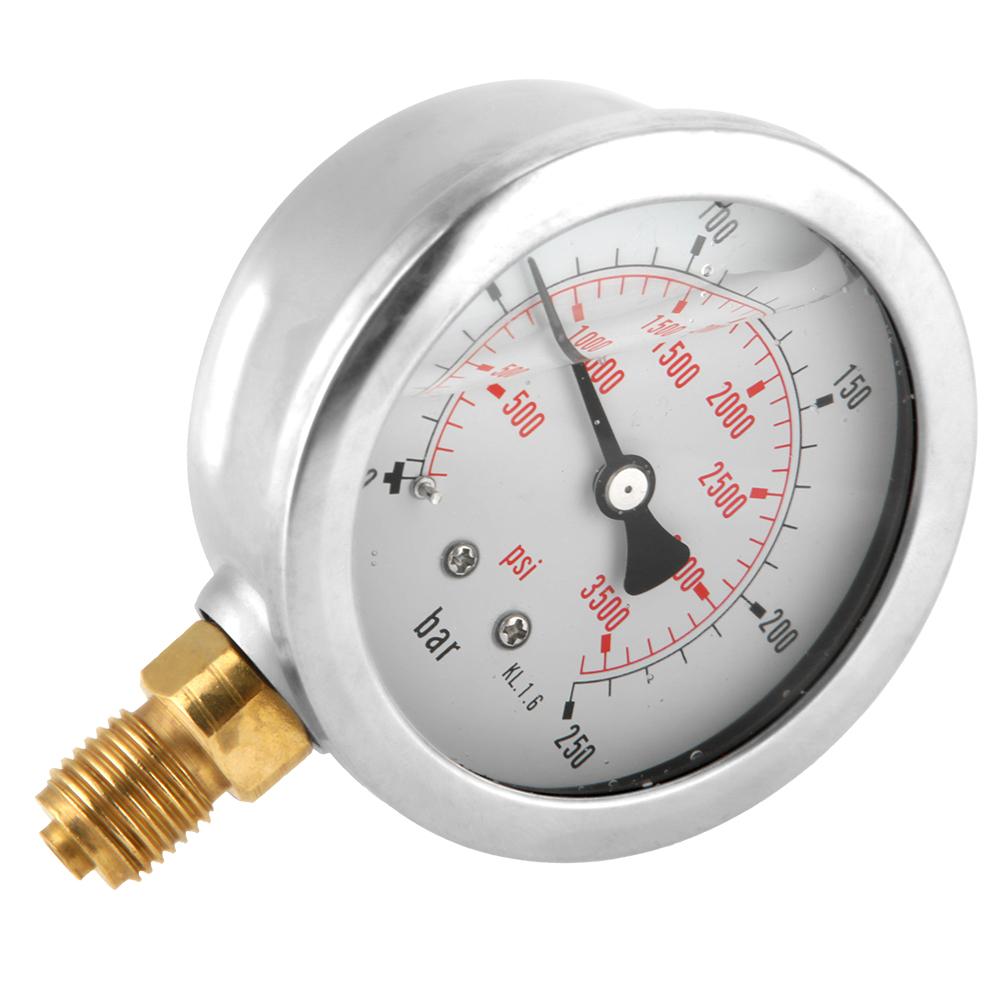 Metal Pressure Gauge 0-250Bar 3750PSI 0-600Bar 8500Psi 1/4" 63mm Dial Hydraulic Water Pressure Gauge manometer pressure measure