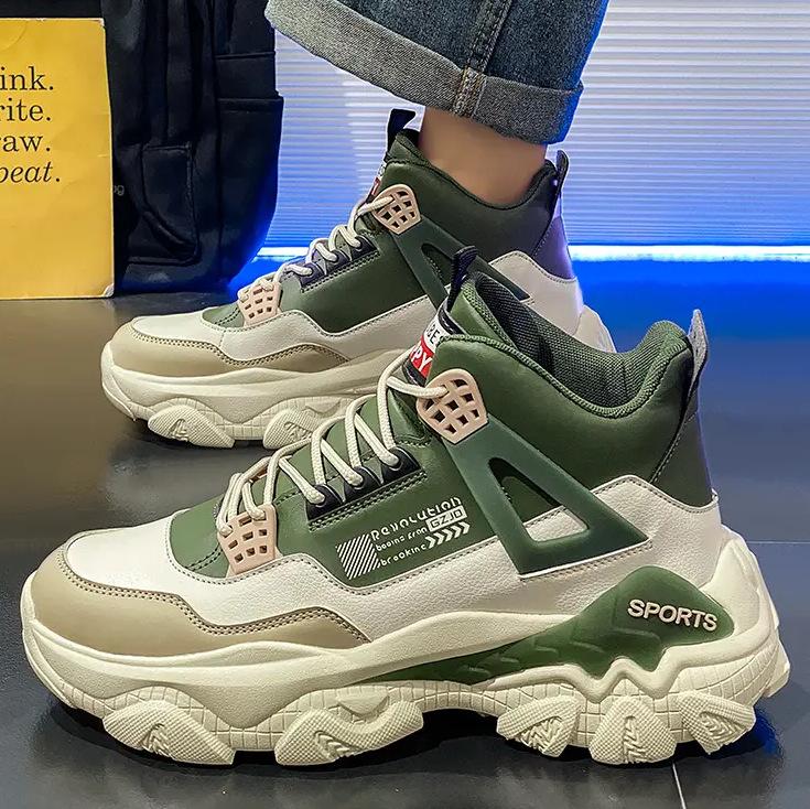 

Высокие мужские туфли осень-зима 2024 новый модный бренд молодежные спортивные и досуговые туфли на толстой подошве с нескользящей подошвой для папы 44