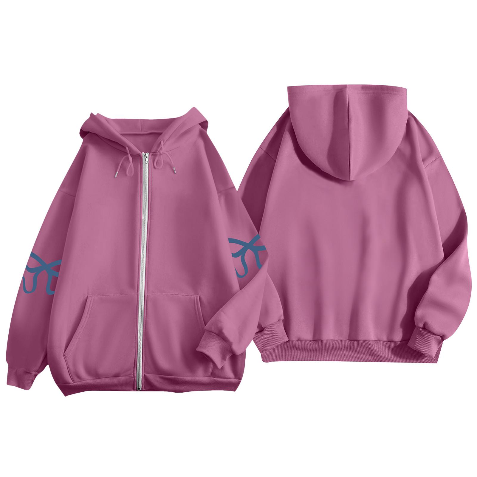 

Женская куртка-кардиган с длинными рукавами и карманами, с принтом бантов, на молнии, с капюшоном, пальто XL красный