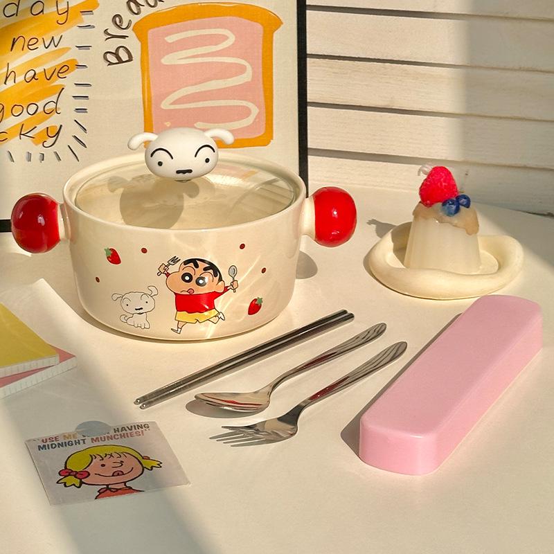 High-value Cute Instant Noodle Bowl with Cover, Student Dormitory Rice Bowl, Household Large-capacity Snail Powder Bowl