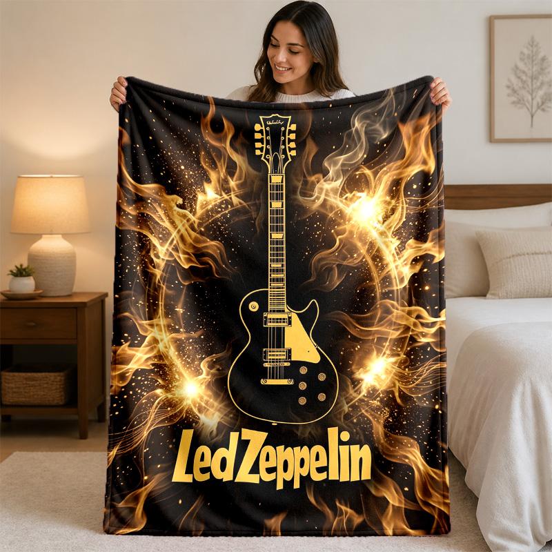 Coperta in Flanella con Stampa Led Zeppelin Morbida e Leggera Coperta Plaid in Peluche per Letto Divano Uso Domestico