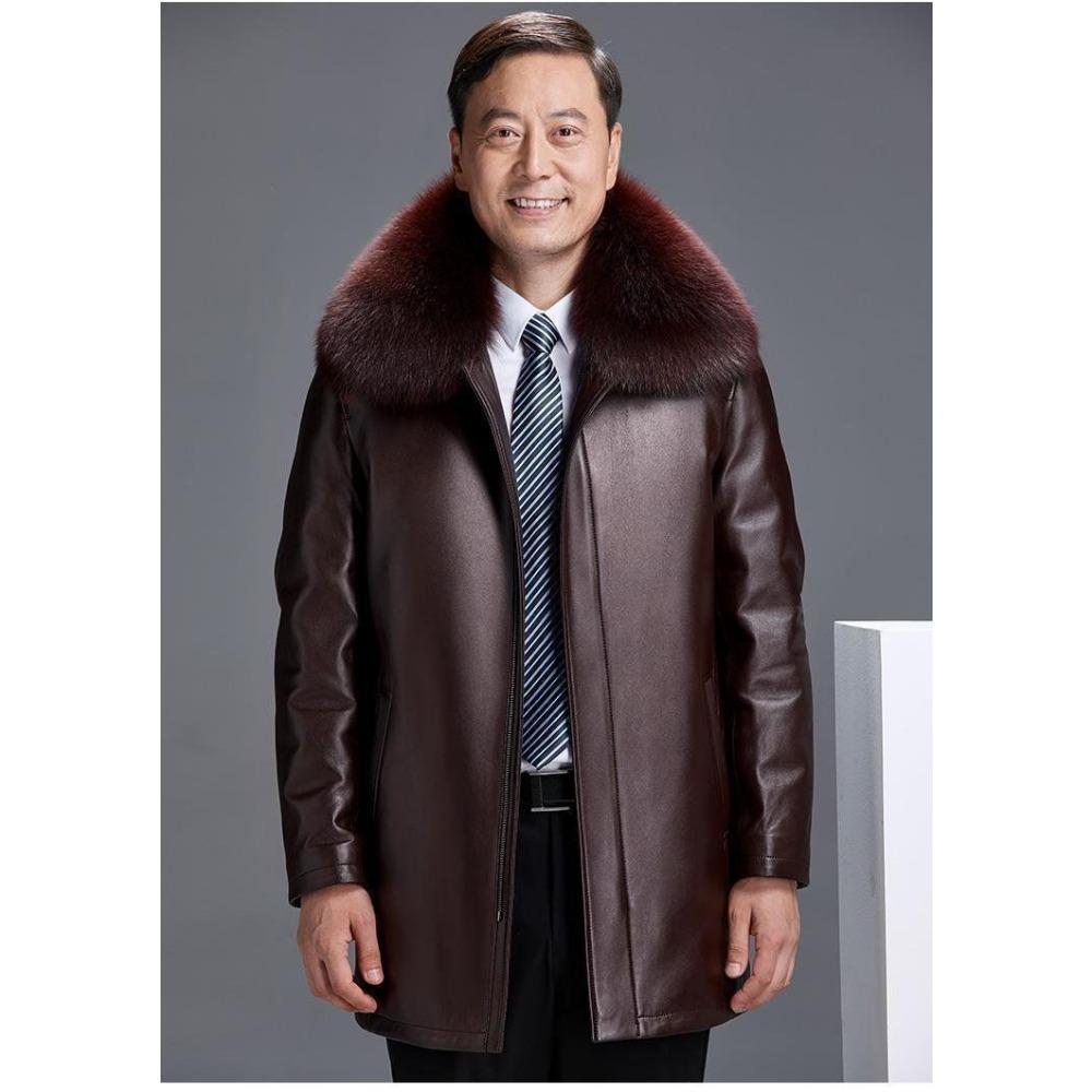 

Шкіряна чоловіча куртка Зимова флісова шуба з потовщеного чоловічого норки Куртка з натуральної шкіри 3XL