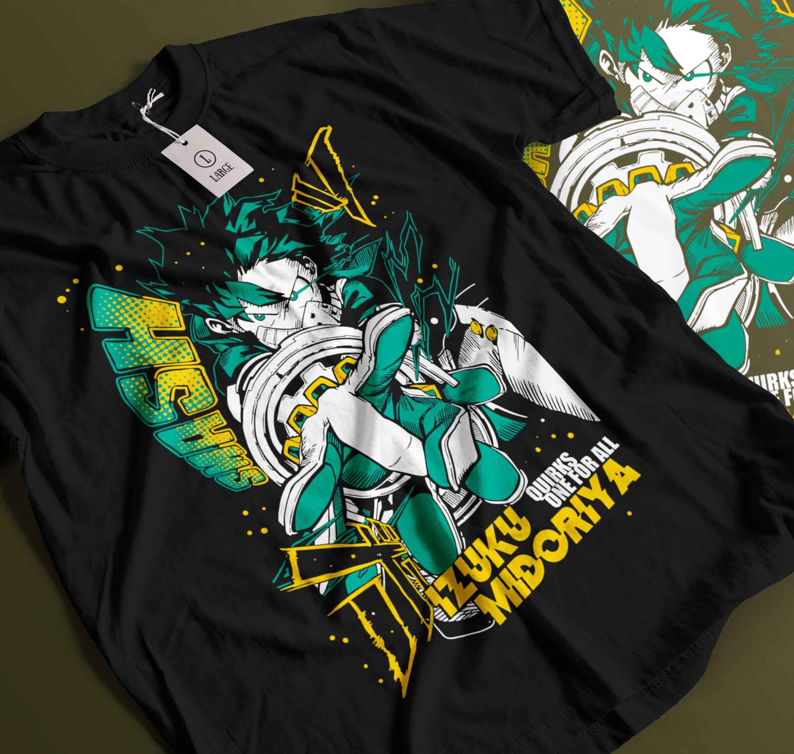 Bakugou T-Shirt Mens Womens Tees Top Izuku Midoriya Deku My Hero Academia Midoriya Izuku Black  240 2XL