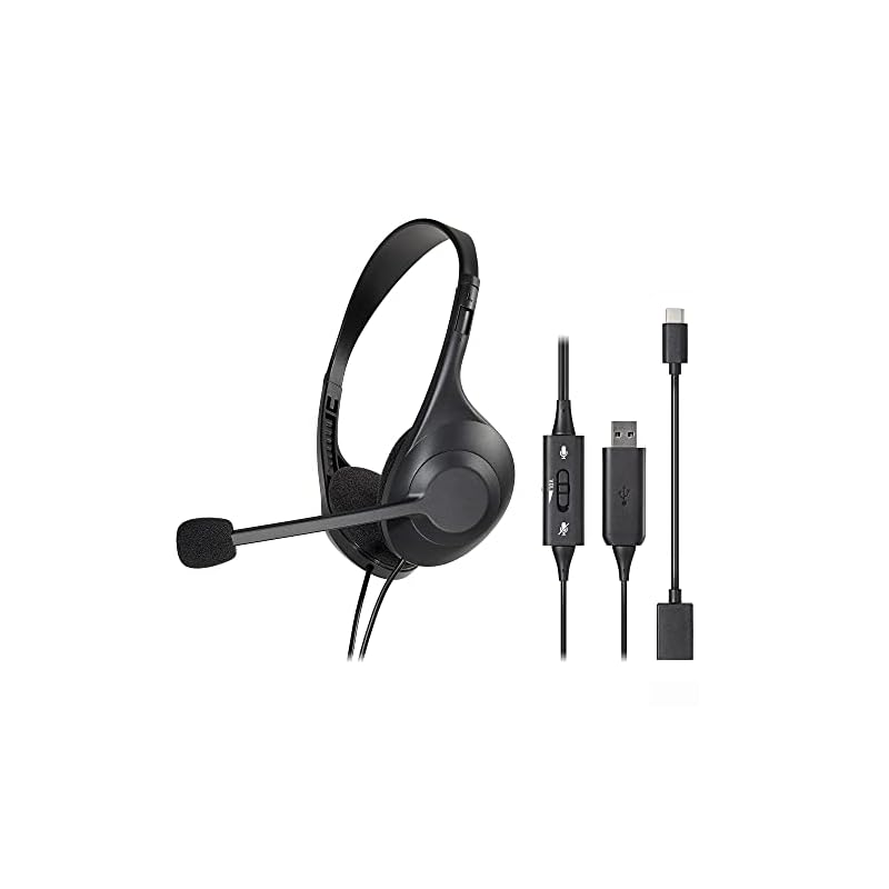 Audio-Technica USB Wired Headset, Noise Cancelling, Stereo Headphones with Microphone, Lightweight, Soft Ear Pads, Remote Control, Antibacterial &