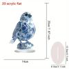 Charming Blue & White Porcelain Bird Statue - Acrylic Decor for Home, Office, or Garden
