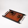 Modern Minimalist Wooden Tray With Leather Inlay Jewelry Storage Aromatherapy Entryway Decor