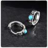 Vnox Celtic Hoops Turquoise Earrings for Men Boyfriend Gifts, Vintage Jewelry Stainless Steel Men's Hoop Sleeper Huggie Earring