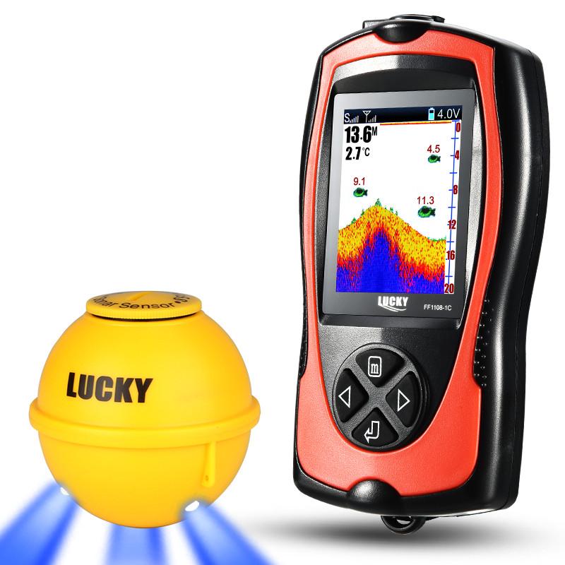 Sonar Fish Finder FF1108-1CWLA Rechargeable Wireless Sensor 45M Water Depth Echo Sounder Fishing Portable Fish Finder Tackle Accessories