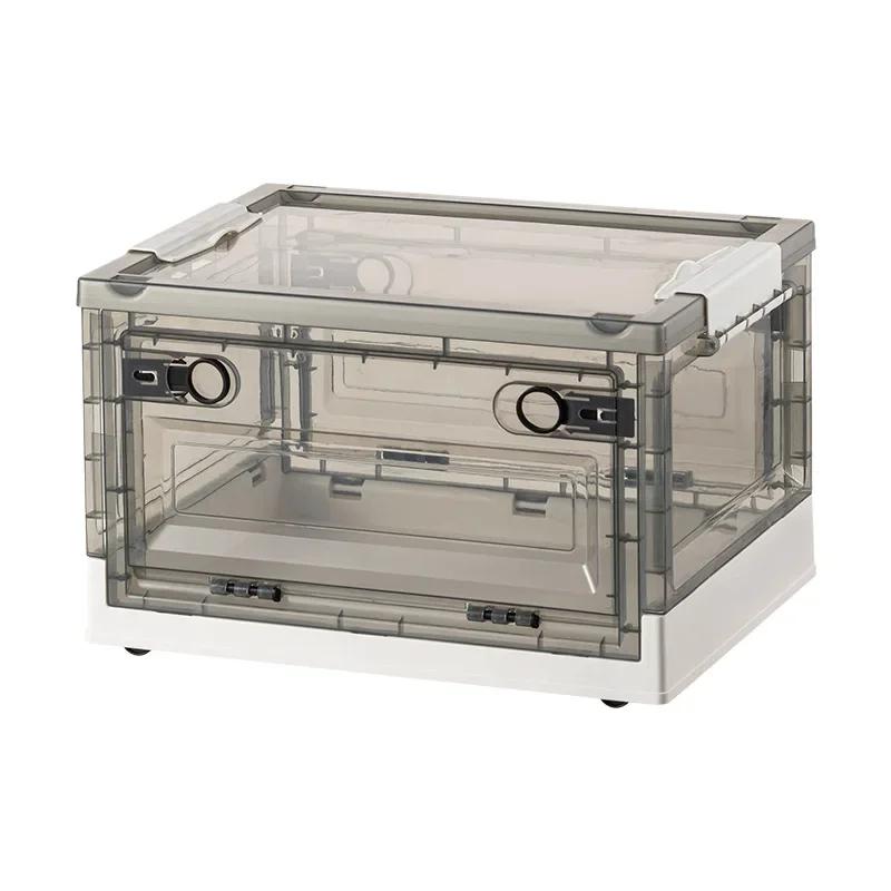 

Transparent Storage Bin Foldable Storage Trunk Open Box Home Wardrobe Clothes Organizer Large Capacity Sundries Storage Box 27L (39x29x24CM) білий
