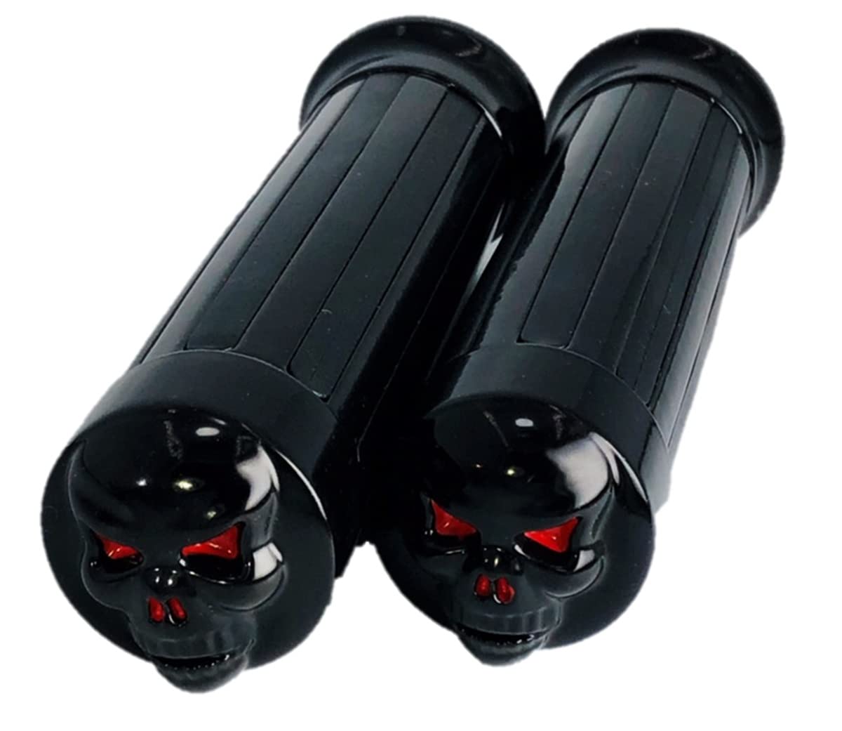

Motorcycle Grip 1 inch 25mm Skull End Grip American Custom Grip for Harley Handles, Skulls, Dragsters, Vulcans, Etc (Black (BK))