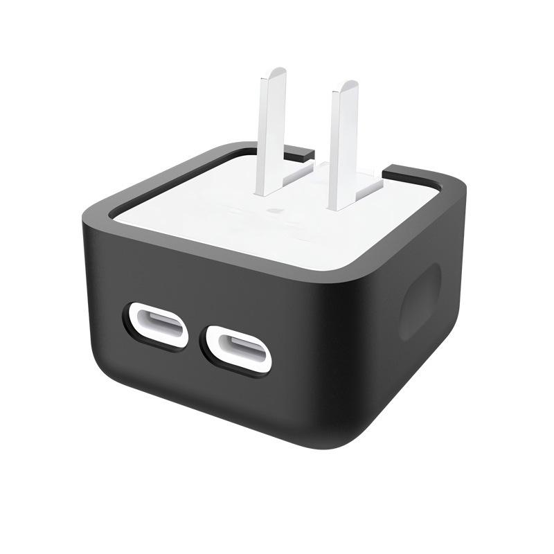 Foldable 40W PD Dual USB-C Power Adapter with Silicone for Apple Devices