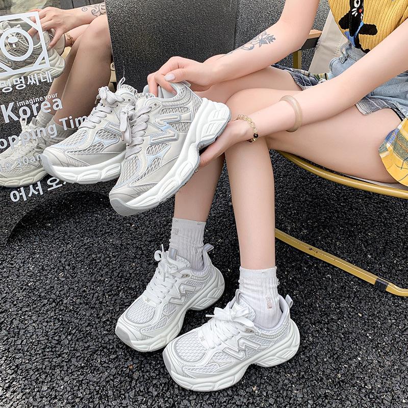 Mesh Platform Dad Shoes Women's 2025 Spring and Summer New Straps Show Small Height Increase Casual Sports Shoes Dad Shoes