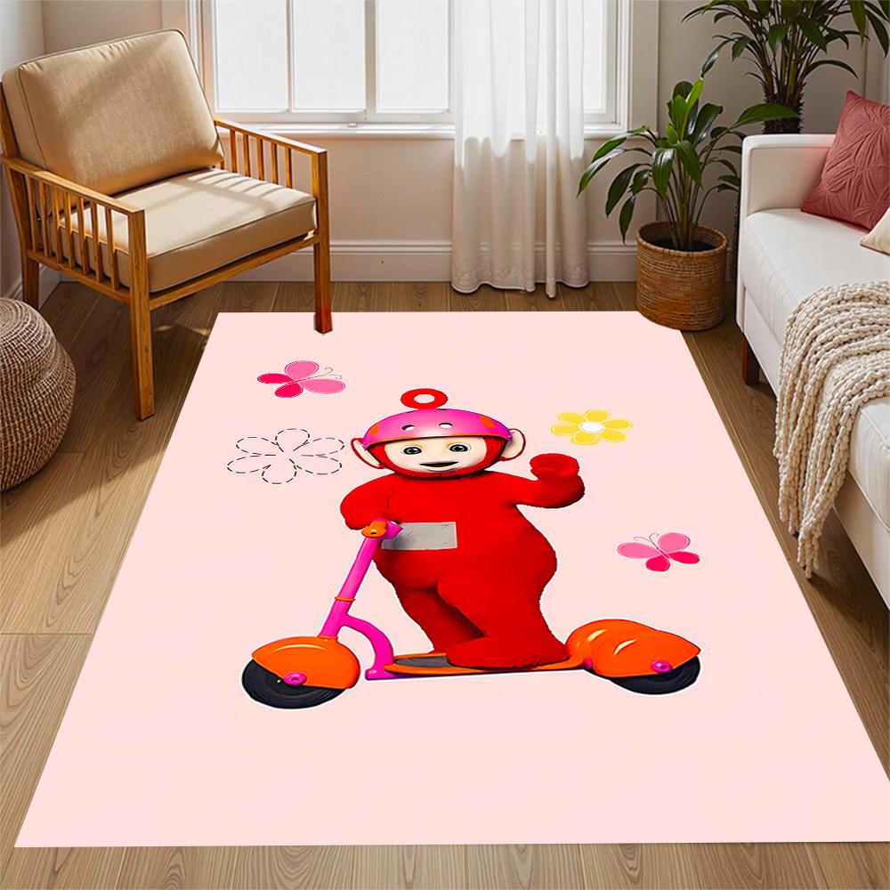 Teletubbies Scooter Adventure Themed Anti-Slip Rugs - Polyester Home Decor, Suitable for Bedrooms, Living Rooms, Doorways, Studios, and Decorations