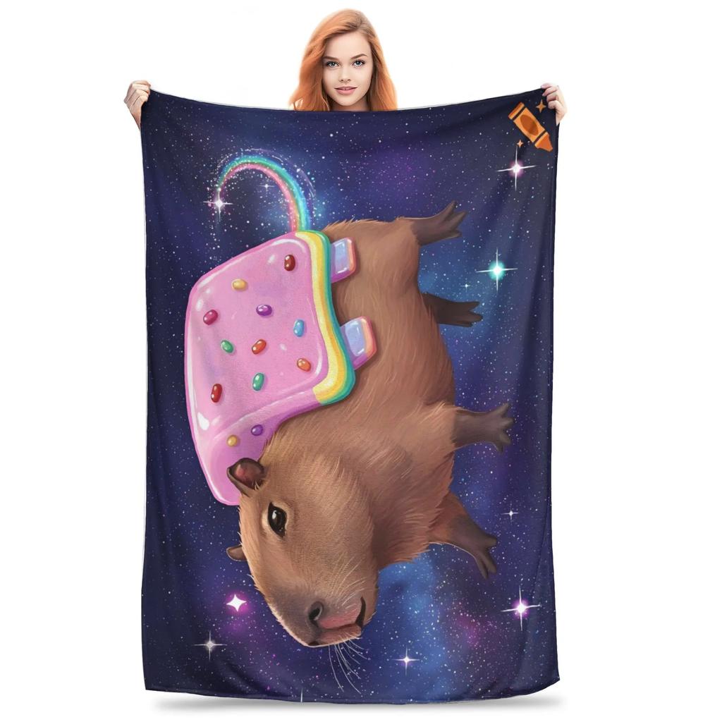 Trembling Capybara Flannel Blanket Winter  Soft Durable Throw Blanket for Kids Couch Bed Funny Bedspread Sofa Bed Cover