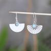 Larimar Gemstone Fan Earring 925 Sterling Silver Handmade Jewelry Women Earring
