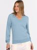 2026 European & American Autumn V-neck Loose Long Sleeve Solid Knit Women's Sweater - Commuting & Versatile