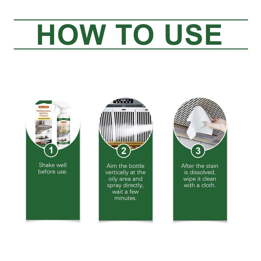 Heavy-duty Kitchen Degreaser Spray Instantly Dissolves Tough-Kitchen Grease & Grime. Grime-free Kitchen Surfaces