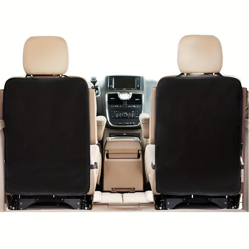 [2pcs Kick Protectors] 2pcs Auto Seat Back Kick Protectors | Large Black Car Seat Covers with White Headrests, Dirt, Mud, Stain & Scratch Protection
