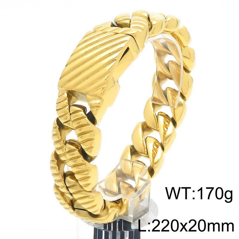 Kalen 20/33mm Stainless Steel Chunky Bracelet for Men Vintage Striped Cuban Chain Cuff Bracelets Personalized Cool Party Jewelry