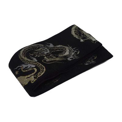 Stylish Kimono Iroha Square Obi with Dragon and Tiger Design Men's (Black)
