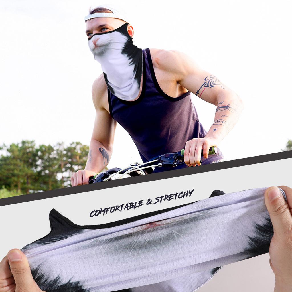 3D Dyr Magisk Skjerf Bandana Pustende Halsvarmer Gaiter Hengeøre Utendørssport Trekantet Ansiktsmaske Skjerf Sommer