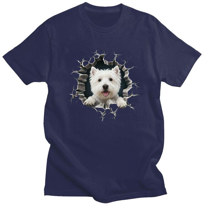 Przełomowy West Highland White Terrier Koszulka Męska 100% Bawełna T-shirt Rekreacyjny Westie Miłośnik Psów Koszulki Streetwear Koszulki