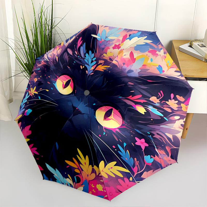 

1pc Adorable Kitten Love Automatic Open/CloseUmbrella-CuteUmbrella with Cute Design, Portable 3-Fold Compact Umbrella for Men & Women, Valentine