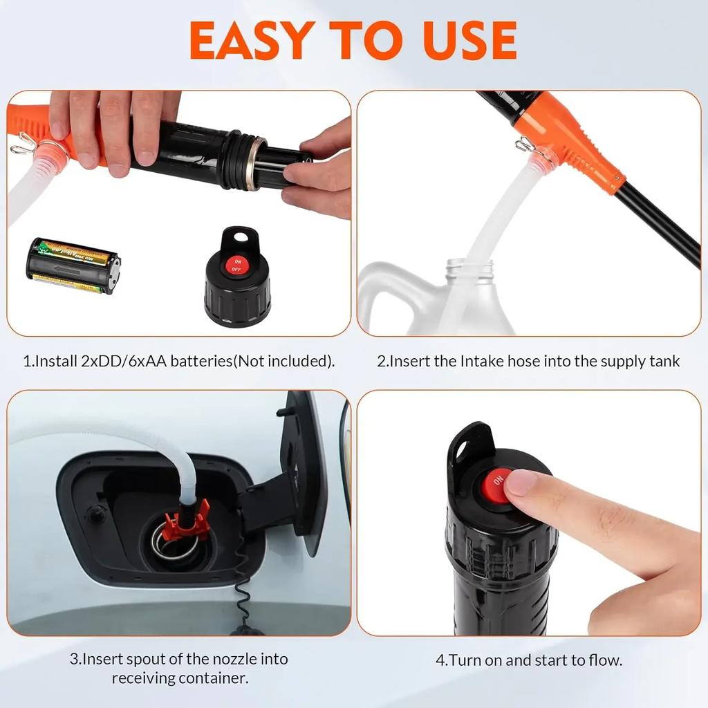1PC New electric oil pump, portable oil pump self driving hose delivery pump with muzzle design for fuel oil gas water petroleum