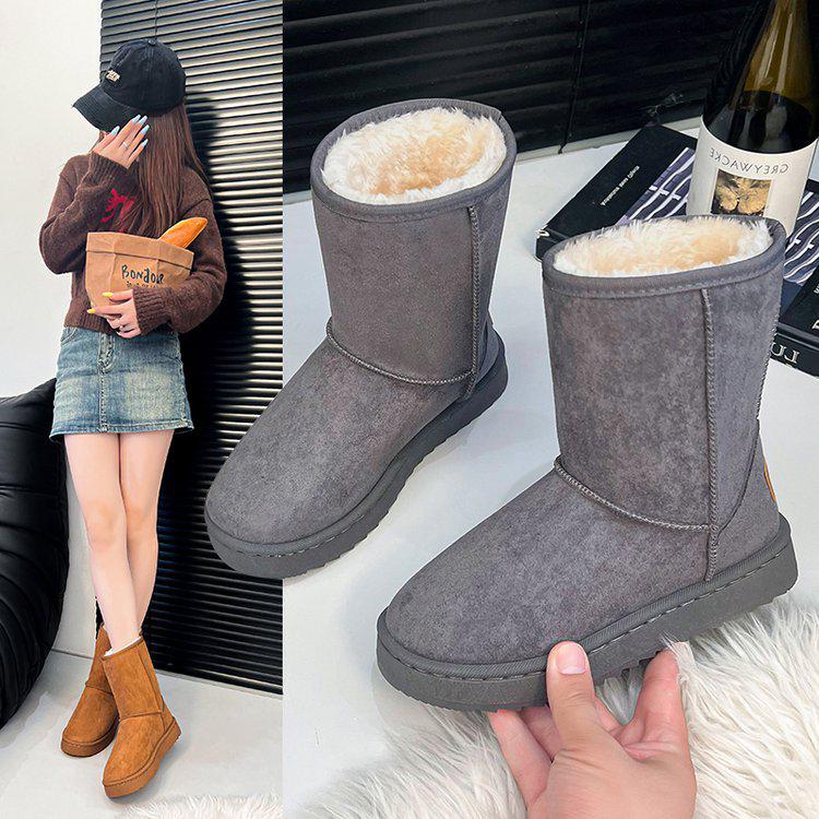 2025 Winter High-Top Snow Boots: Thick-Soled, Cotton-Lined, Fashionable Mid-Calf Design