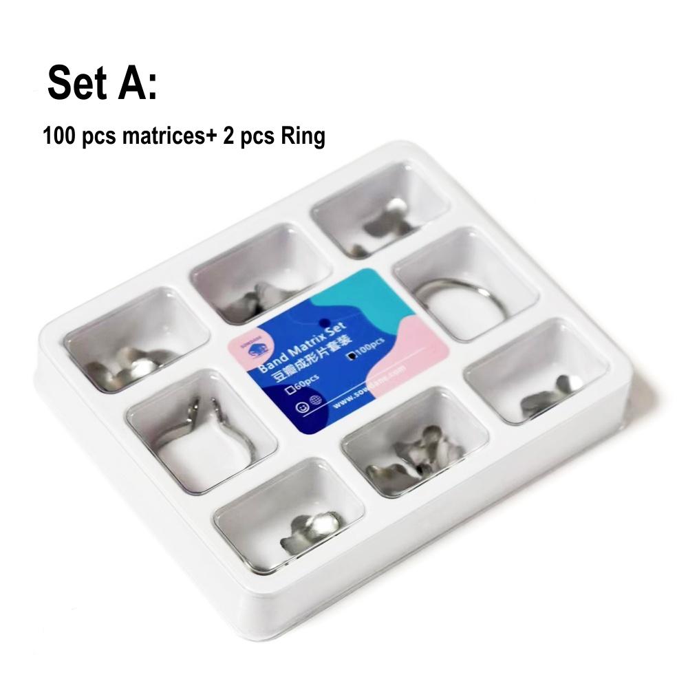 100Pcs/Set Dental Orthodontic Sectional Contoured Matrices Matrix Dental Rubber Wedges Plastic Wedge Ortho Matrice Material