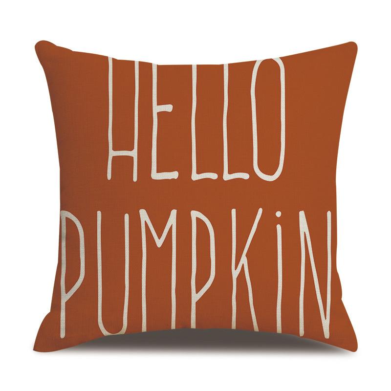 Thanksgiving Linen Pillowcase Autumn Pumpkin Print Pillow Cushion Cover