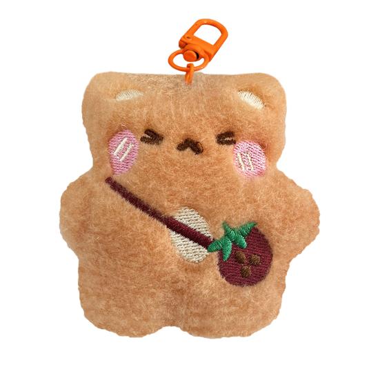 Keychain Soft Plush Star Bear Pendant Cartoon Design Stress Relief Doll Key Holder Backpack Keys Bags Car Decoration