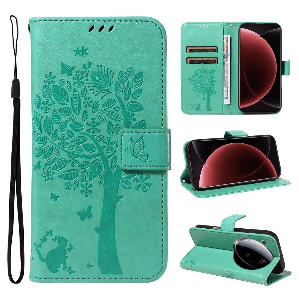 For Xiaomi 15 Ultra Phone Case with Stand Cat Tree Pattern Leather Wallet Mobile Cover