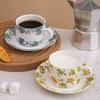Gift Box Set 150ML Flower Ceramic Espresso Coffee Cup Tea Milk Drinking Cups with Handle Mug for Office Novelty Gift