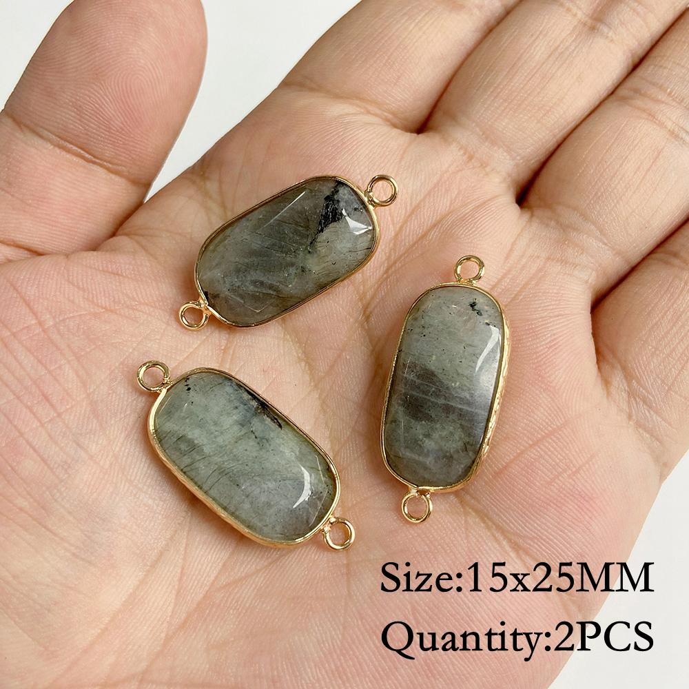 Natural Flash Labradorite Stone Charm Pendant Healing Semi-precious Stone Connector for Jewelry Making Necklace Accessories Gift