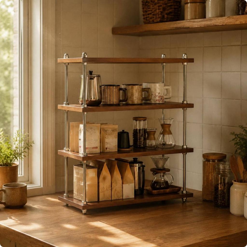 Makeup Organizer Shelf Retro Design 3-Tier Shelf Rack Tabletop Storage Rack Multi-Purpose Cosmetic Display Stand Sturdy for Desk