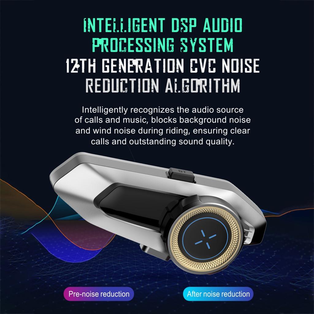 Hysnox H10 Motorcycle Helmet Intercom 10-Person Group Intercom Up To 2000M CVC Noise Reduction