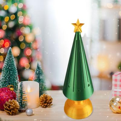 Luz Nocturna de Árbol Estrellado de Navidad Impreso en 3D Árbol de Navidad Iluminado con Luz LED para Decoración de Escritorio Interior de Hogar Dormitorio