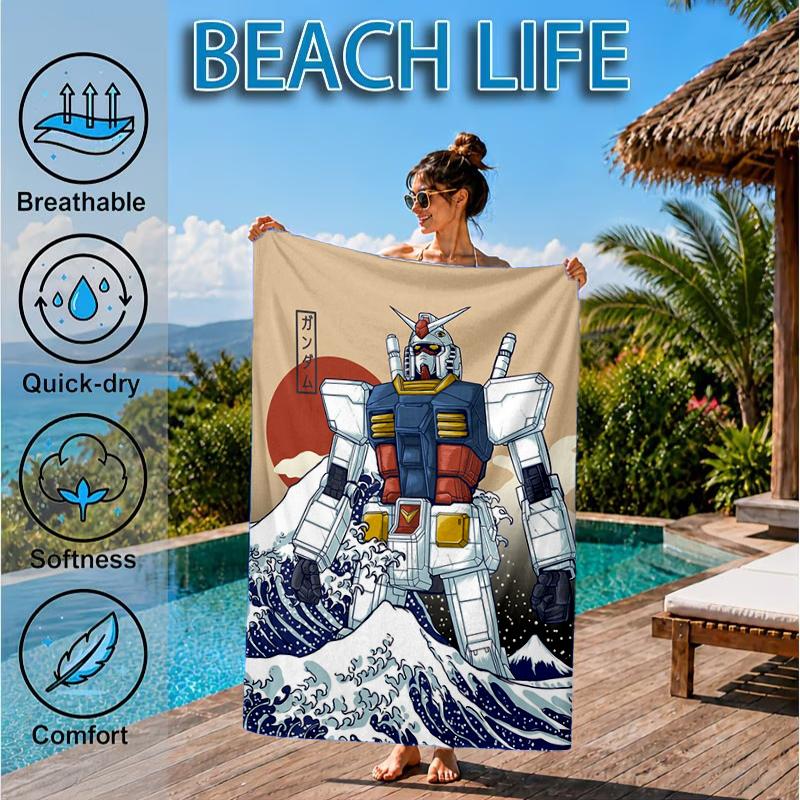 Robotic Warrior Design Beach Towel, Microfiber Beach Towel, Perfect For Pool, Beach, Travel, Home Decor Beach Party Fan gifts