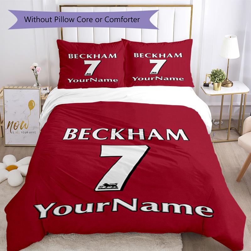 Manchester Personalizza il tuo nome Set Biancheria da Letto Copripiumino Traspirante con Federe Decorazione per la Casa Regalo di Compleanno
