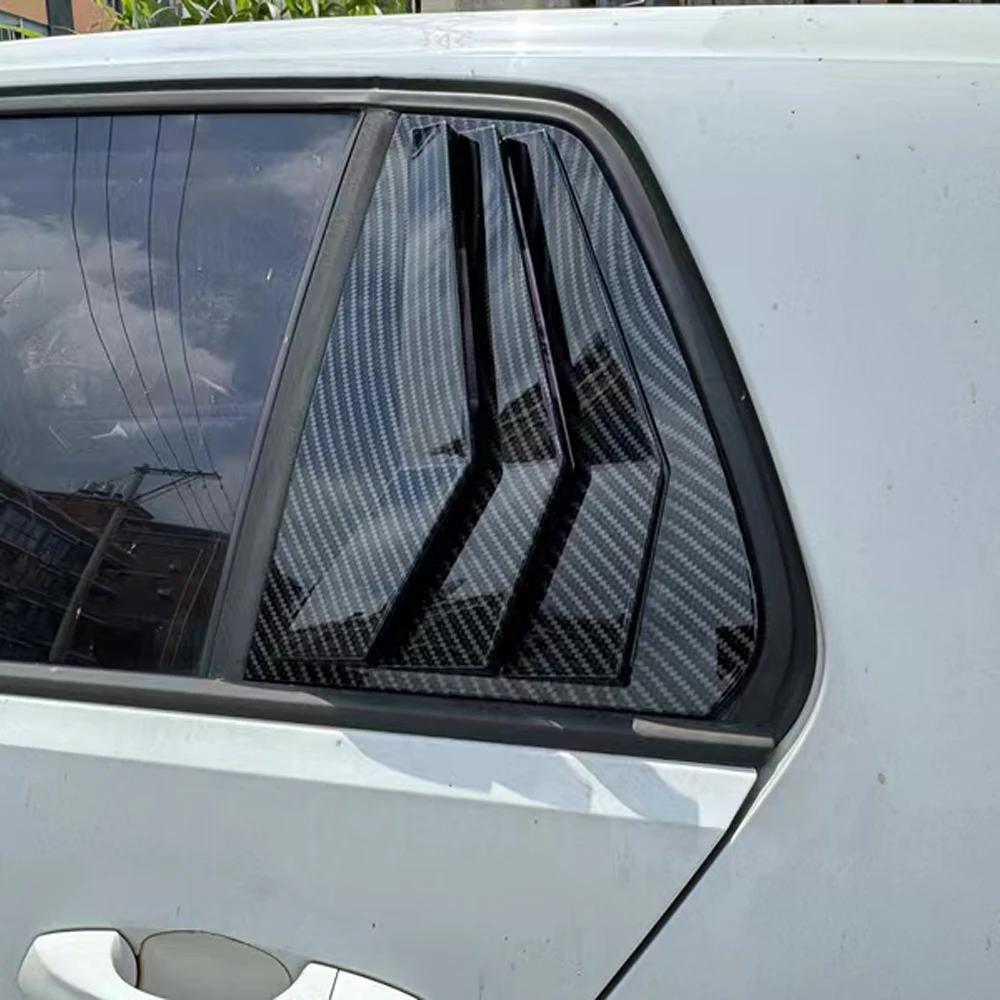 For VW Golf MK7 MK7.5 2013-2019 Car Rear Louver Window Side Shutter Cover Trim Sticker Vent Scoop ABS Carbon Fiber Black Parts