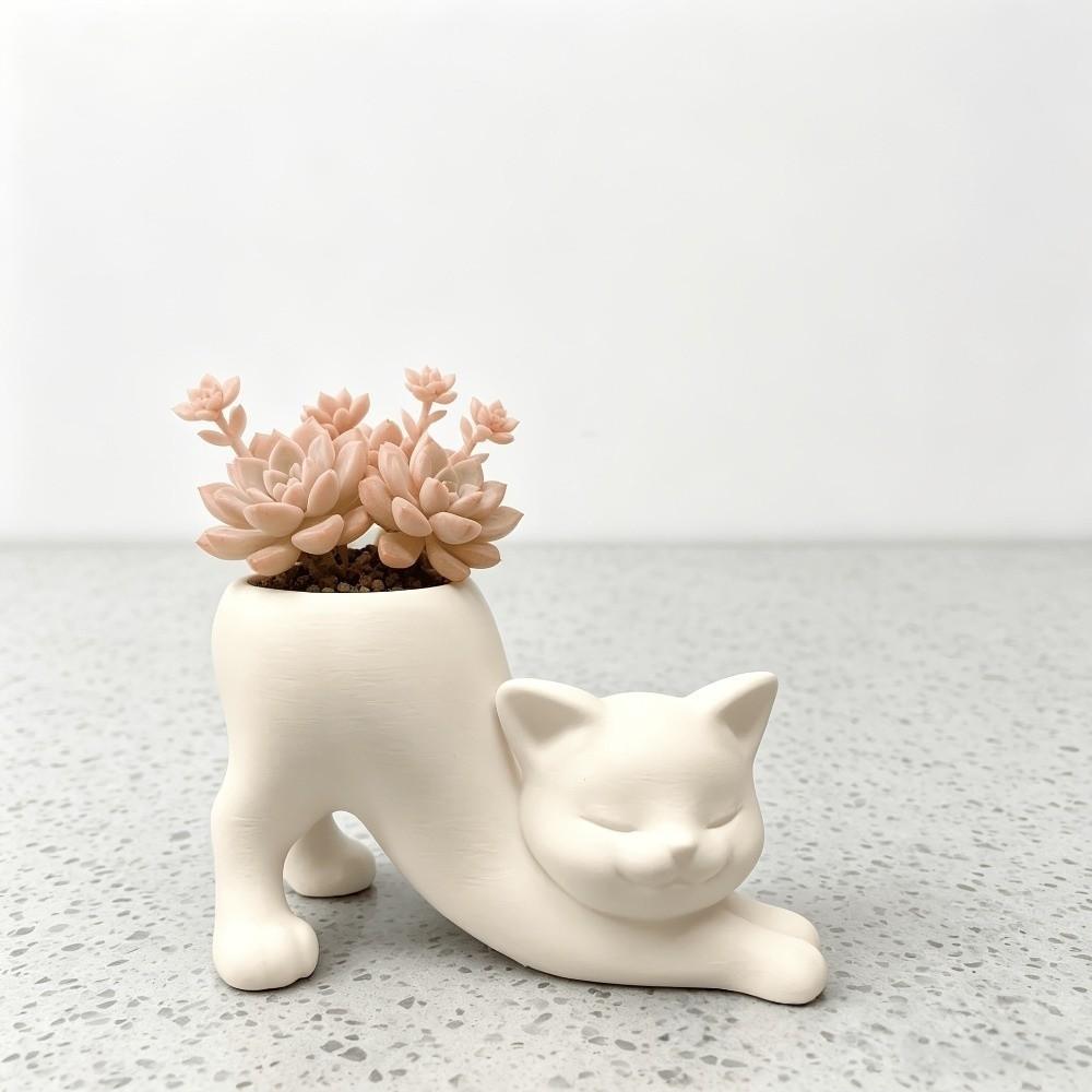 Standing Cat-Shaped Kitten Planter Irregular Shape Flowerpot  for Cacti Herbs Flowers
