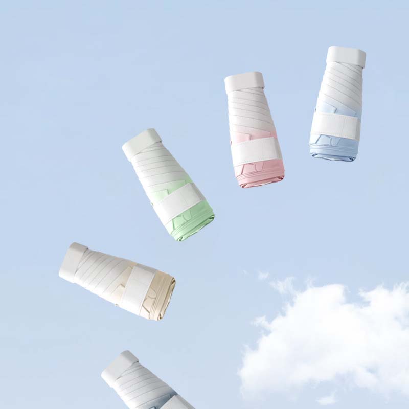 Mini Sonnenschirm 6 Faltbarer Sonnenschirm Sonnenschutz UV Vinyl Klein Sonniger und Regenschirm für Frauen Männer Tasche Farbverlauf Sonnenschirm