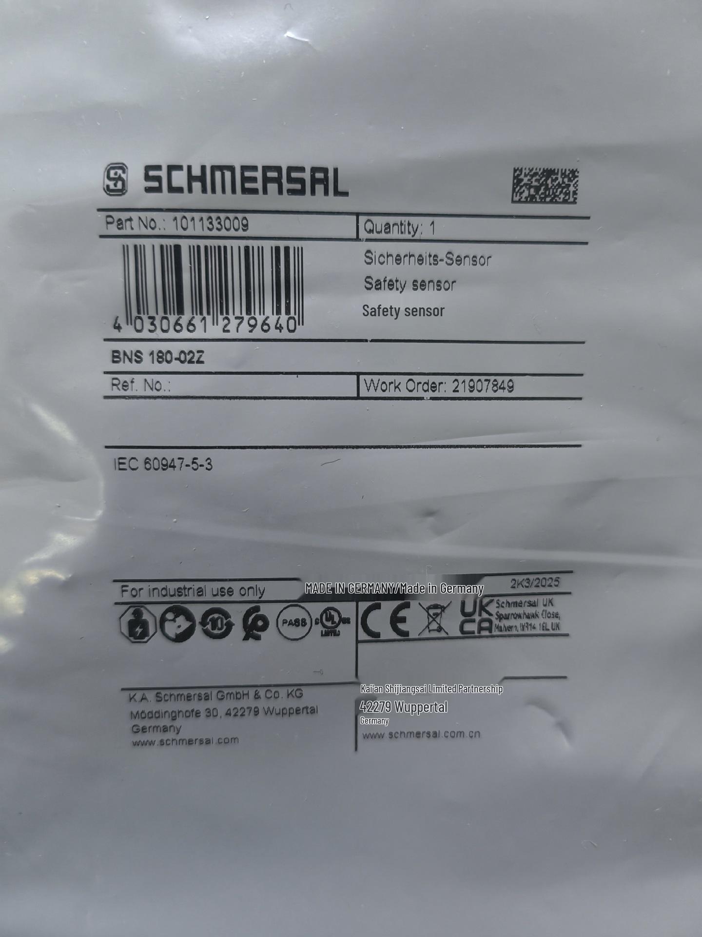

BNS 180-02Z Schmersal Sensor - Brand New, Genuine Product Available Two Philosophy