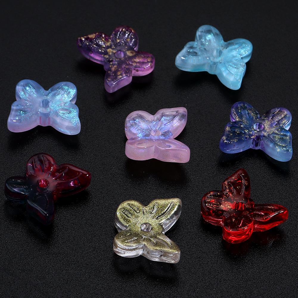 50pcs/lot Colorful Butterfly Czech Glass Beads Lampwork Spacer Beads For Jewelry Making DIY Bracelet Clothing Headwear Findings