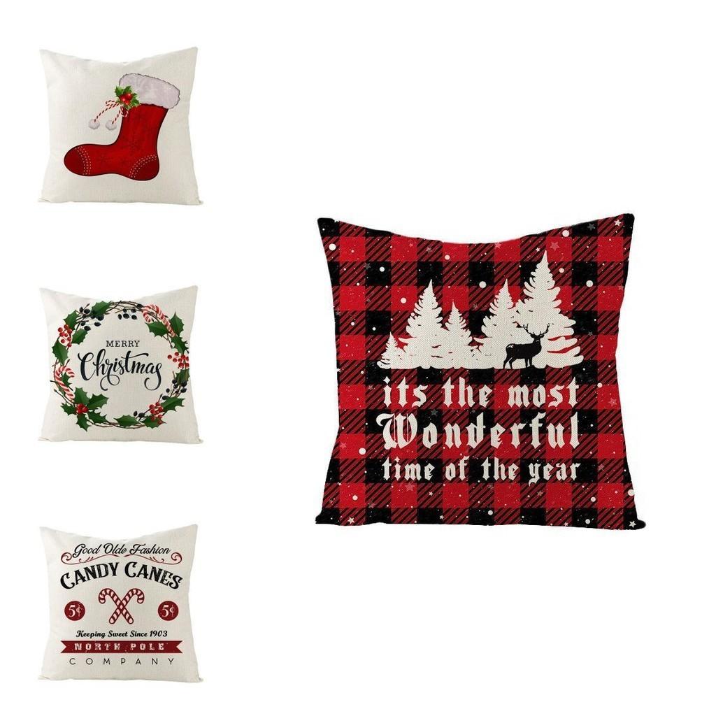 Luxurious 18" Christmas Cushion Cover For Home And Sofa Decor In Soft Cotton Linen