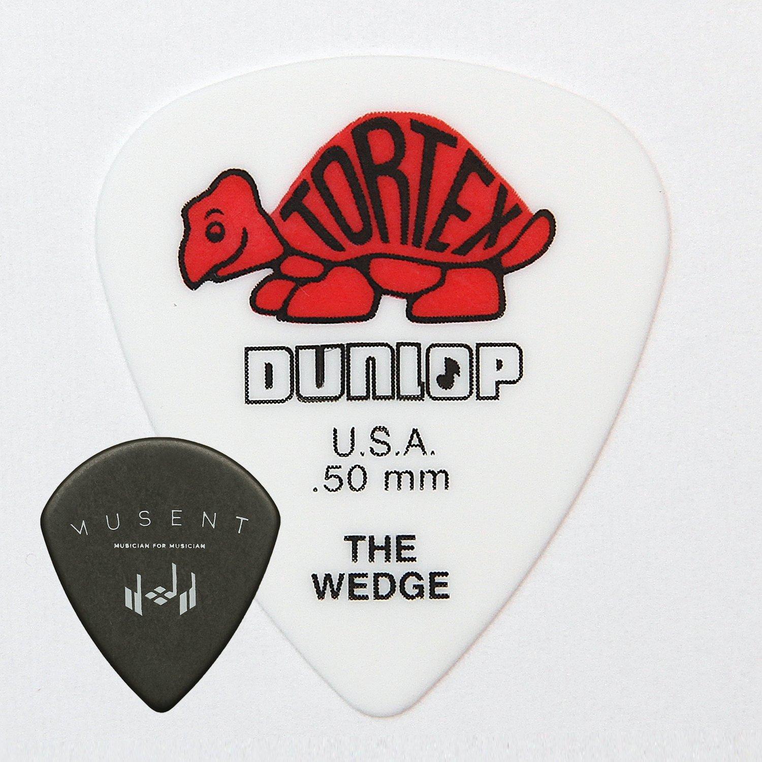 

Jim Dunlop Tortex Wedge Picks (12-Pack) 0.50mm with Musent Custom Players Picks 424B050-RED-12P