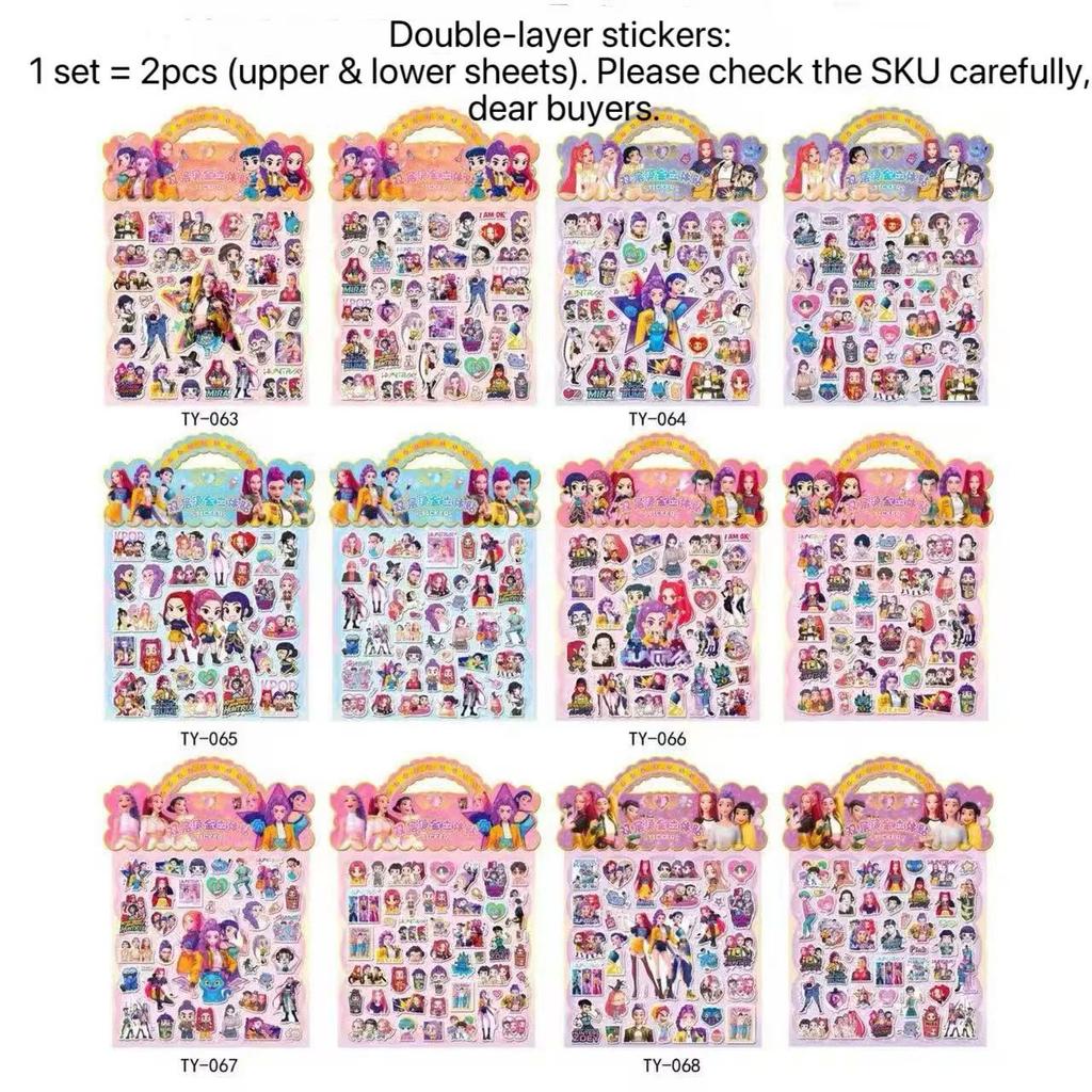 Demon Hunter Girl Team Double-Layer 3D Bubble Stickers Foil Decorative Reward Gifts Small Gift Idea for Fans