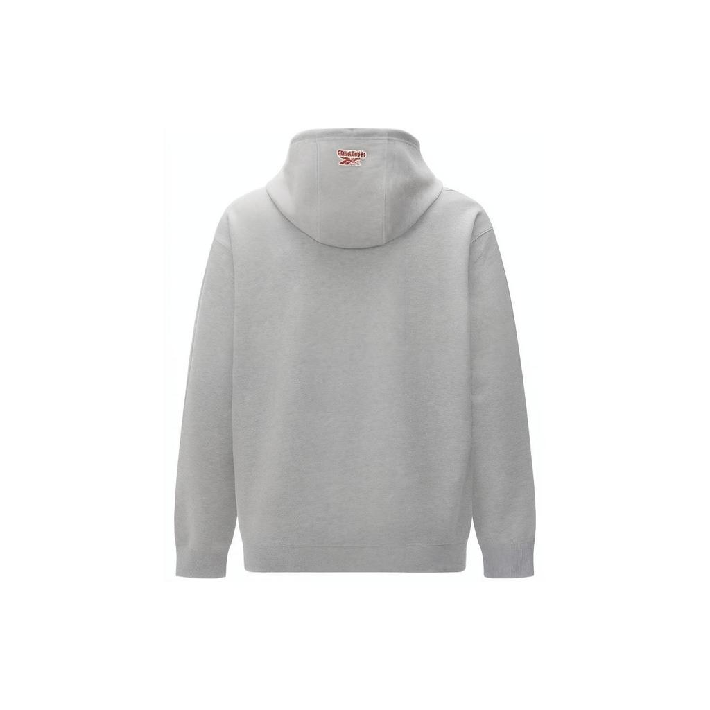 Reebok Logo American Vintage Letter Print Hooded Drawstring Comfortable Sweatshirt Unisex sweatshirt Light-Gray 24SRC307UGG3